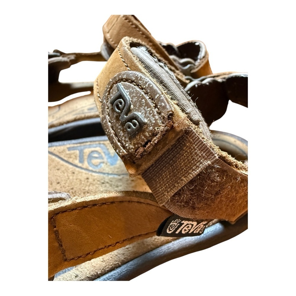 Teva Sandals Men’s 7 Active Shank Shoc Leather Adjustable Brown Nubuck 6026 - Picture 4 of 10